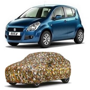 Waterproof Car Body Cover Compatible with Ritz with Mirror Pockets (Jungle Print)